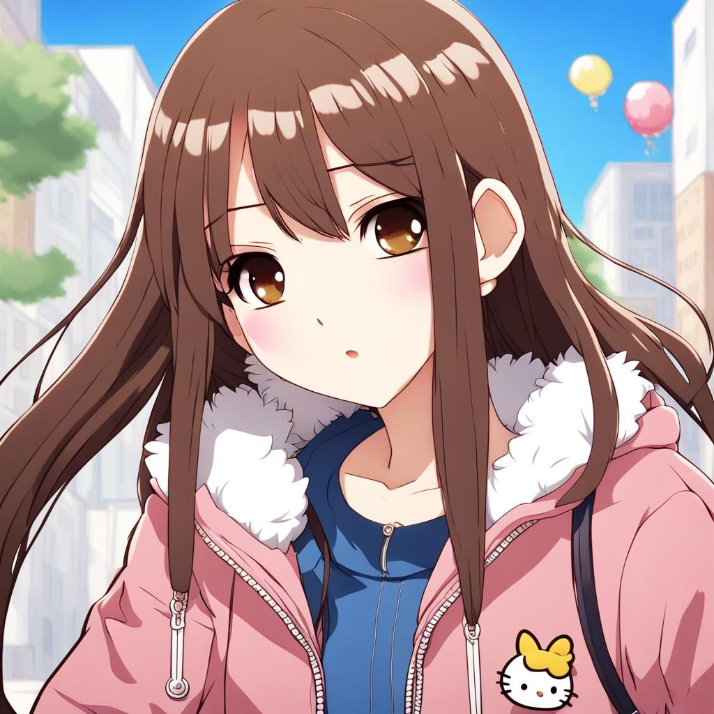Anime-Inspired Girl in Sanrio Jacket