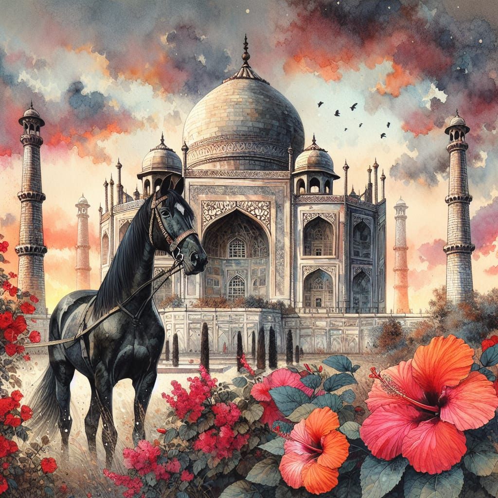 A majestic black horse