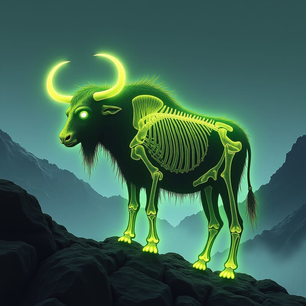 Ethereal Yak Zombie in X-Ray Illumination
