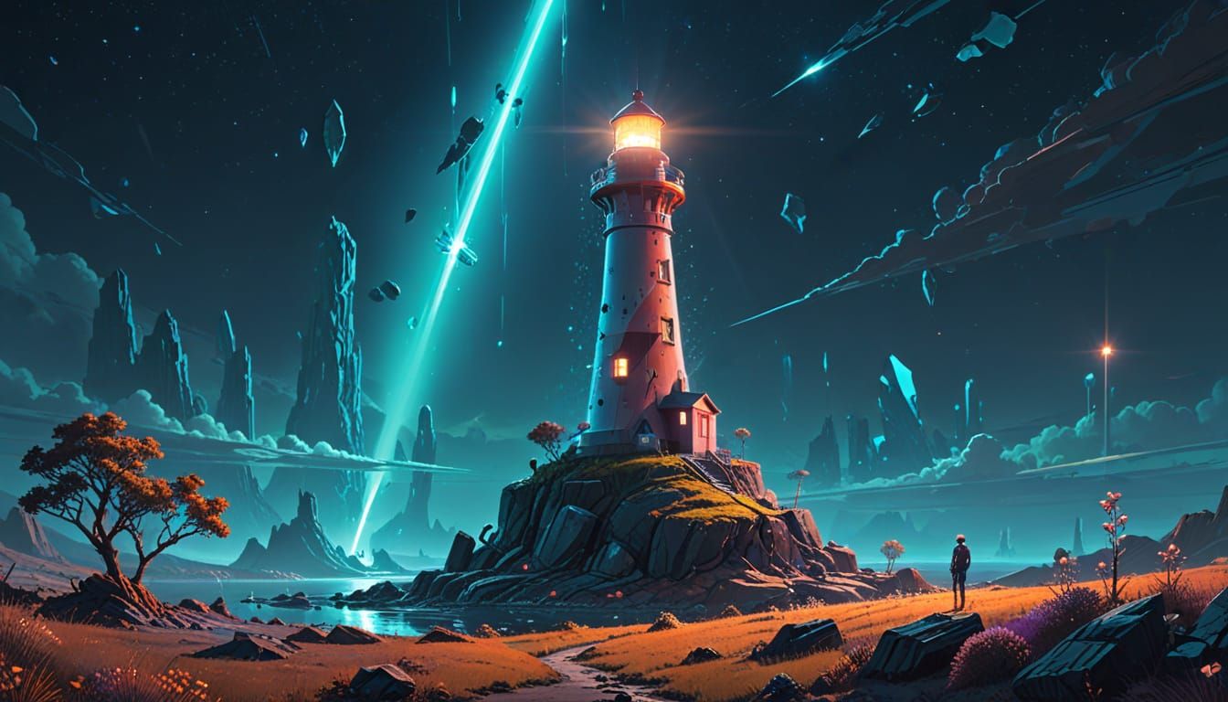 Futuristic Lighthouse on Alien Planet in Digital Art