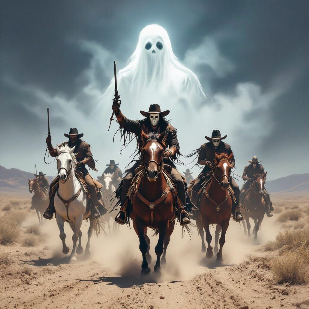 Gaunt Riders in a Blurred Sky