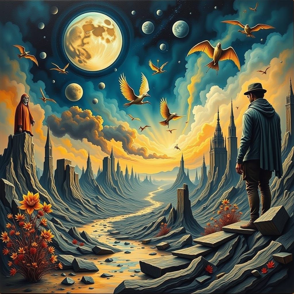 Surreal World Views in Deco, Ink, and Heavy Metal Styles