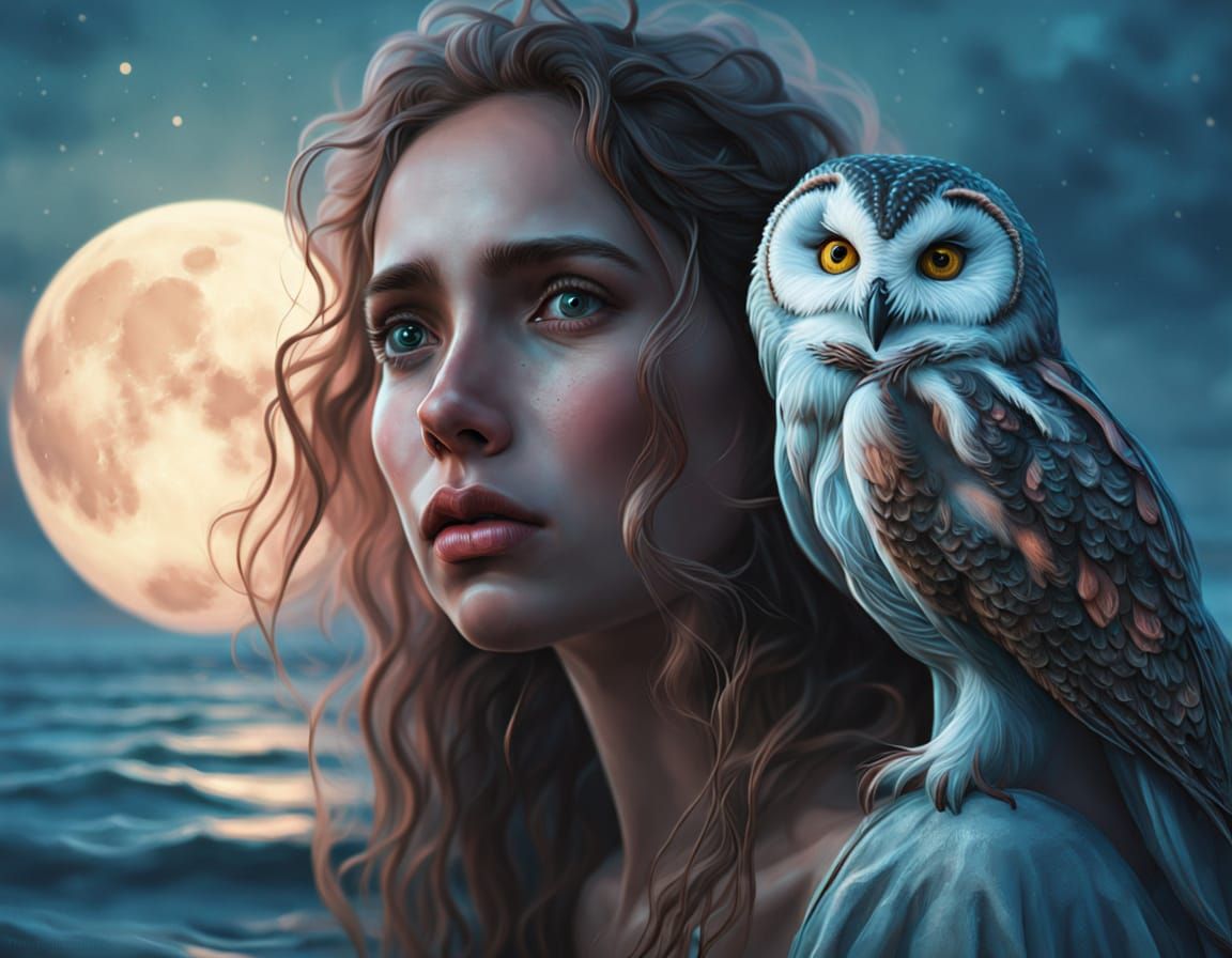 Ethereal Portrait of a Crying Wanderer in Moonlight