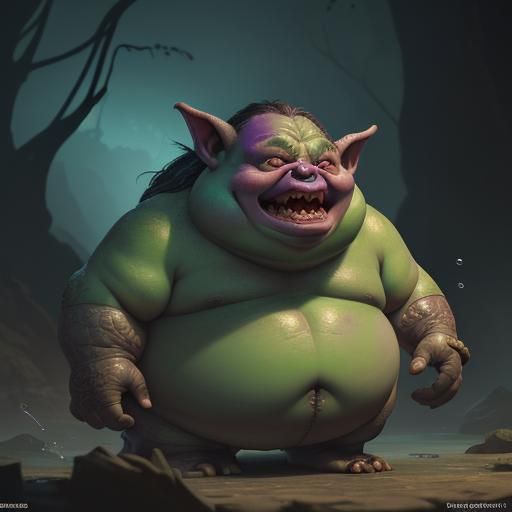 Hyperrealistic Goblin Creature in Vibrant Splatter Art Style
