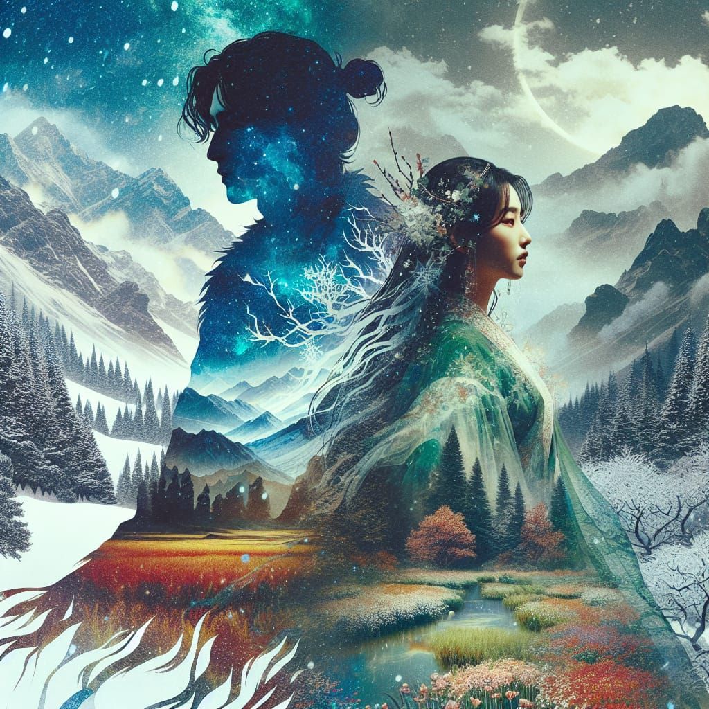 Winter and Spring Unite in a Magical Manhwa-Inspired Portrai...