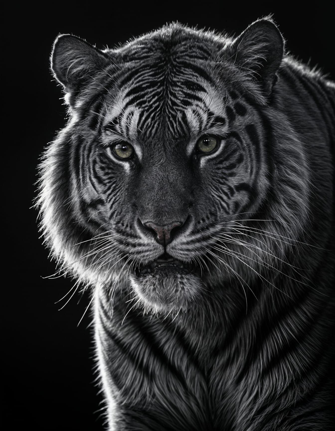 Dramatic Black and White Tiger Silhouette