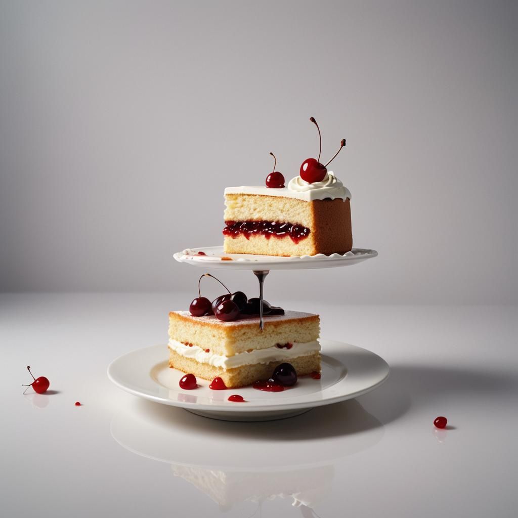 Surrealistic Cake Still Life in Cinematic Style