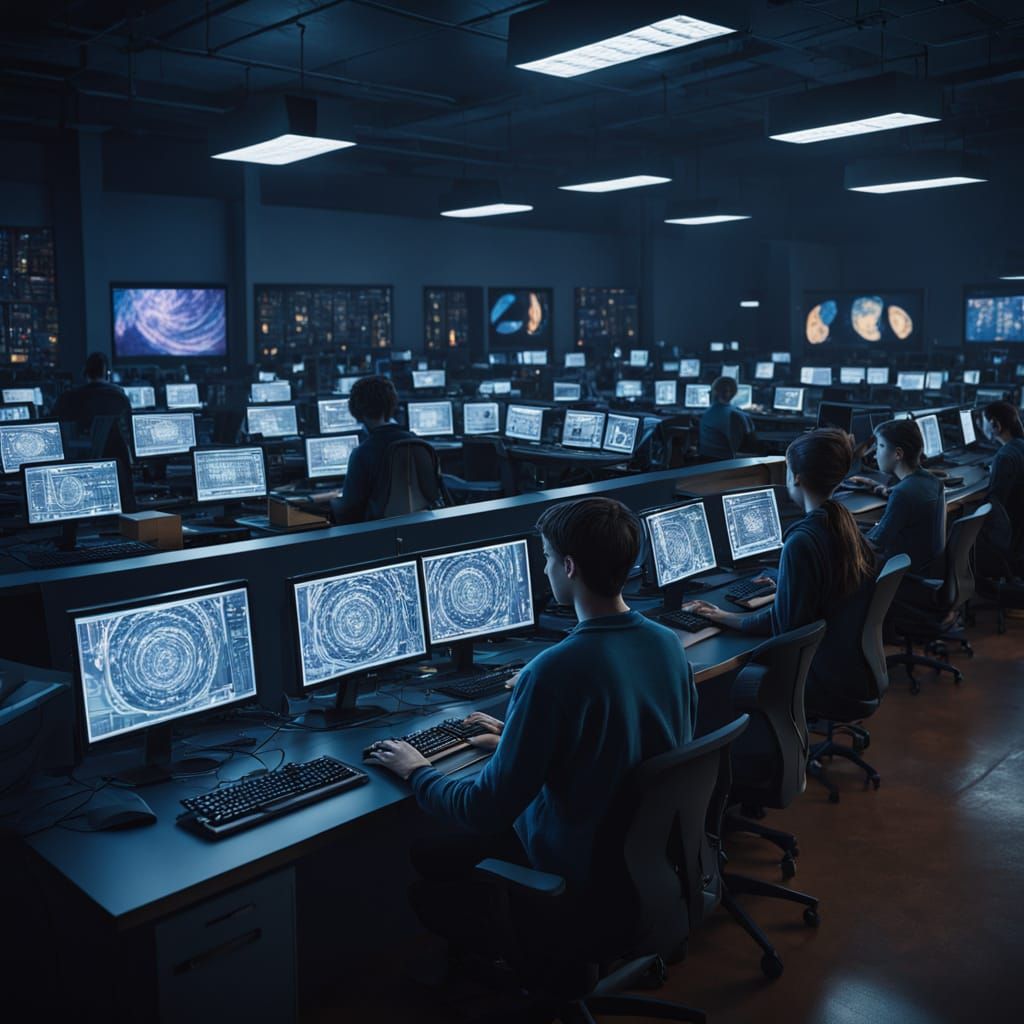 Epic Cinematic University Computer Lab in Vibrant Blues and ...