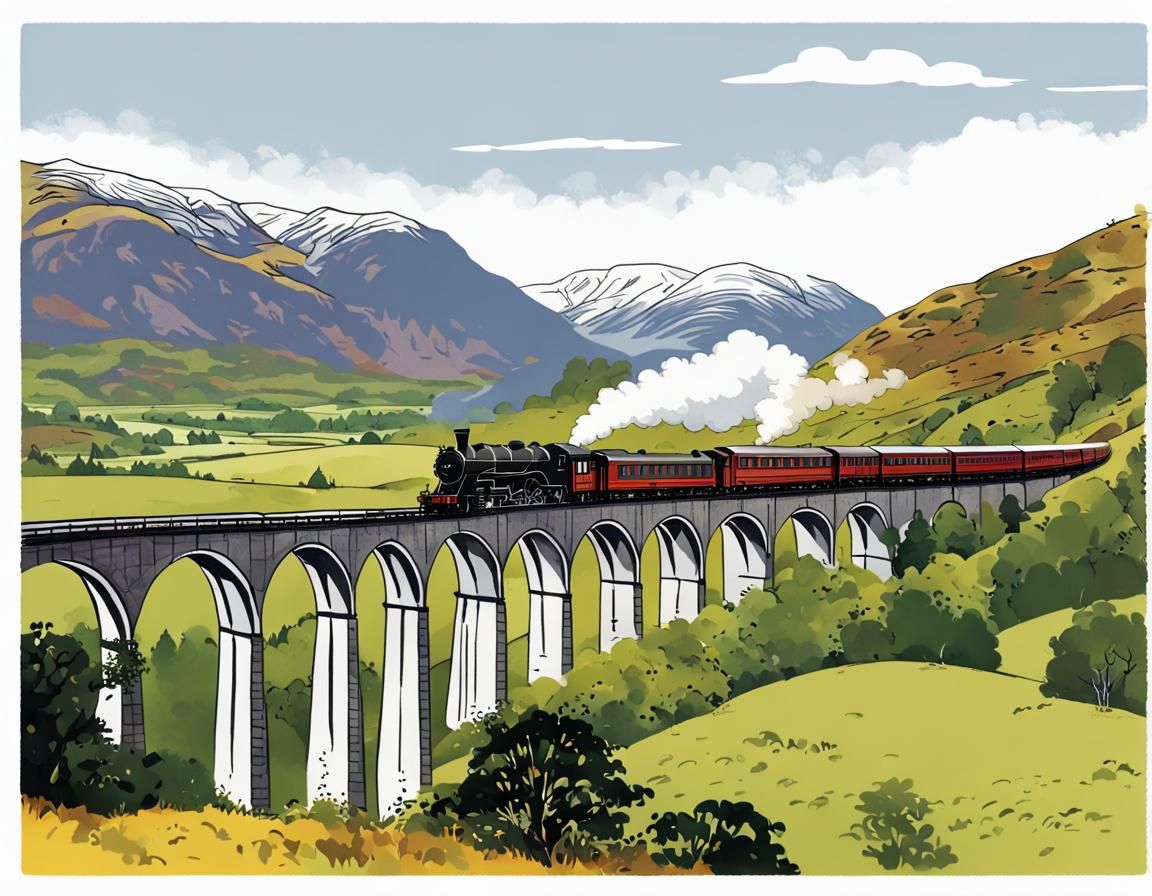 Scottish Highlands Postcard with Glenfinnan Viaduct