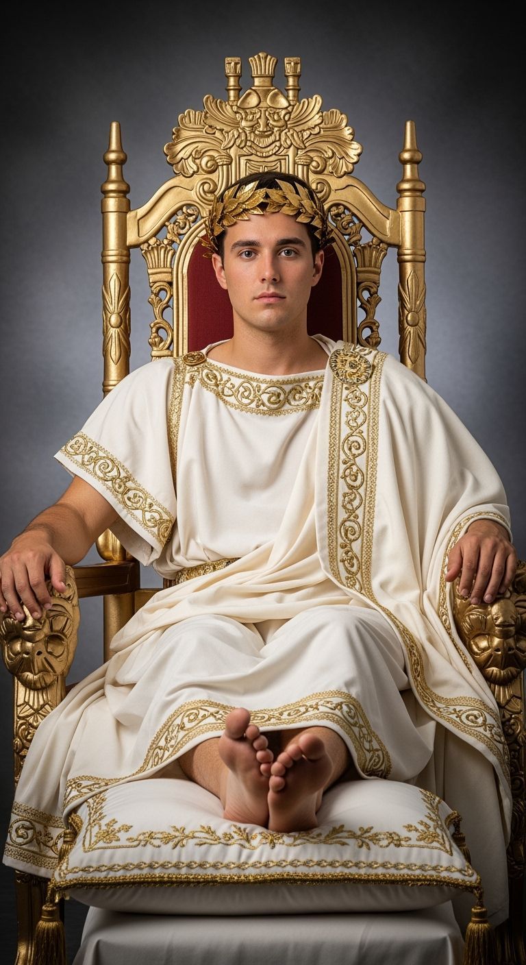 Young Roman Emperor on Gold Throne Portrait