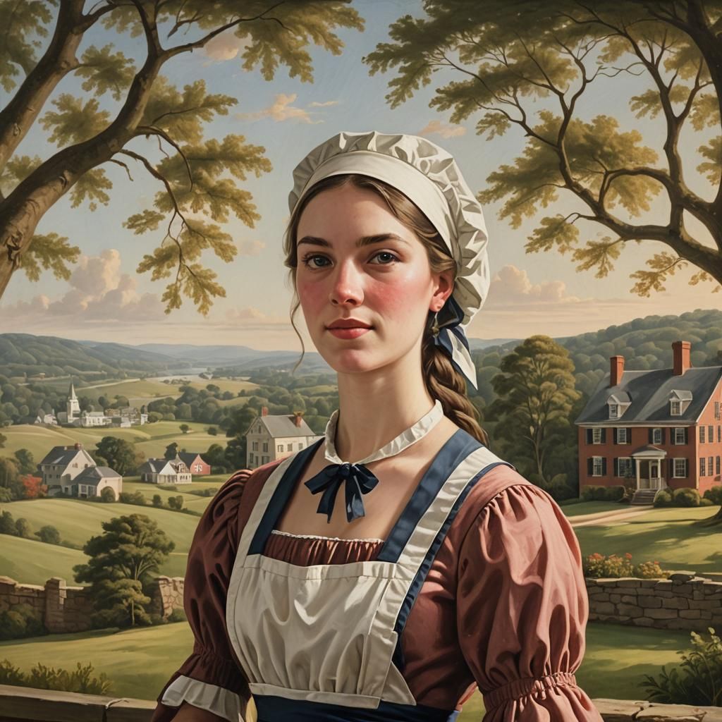 Historical Portrait of Young Hannah Abraham in Colonial Amer...