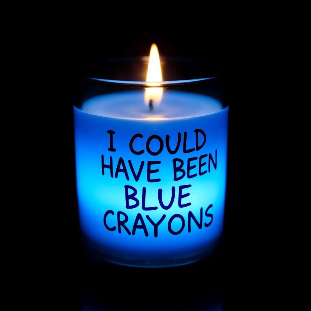 Moody Blue Candle Lit in a Darkened Room
