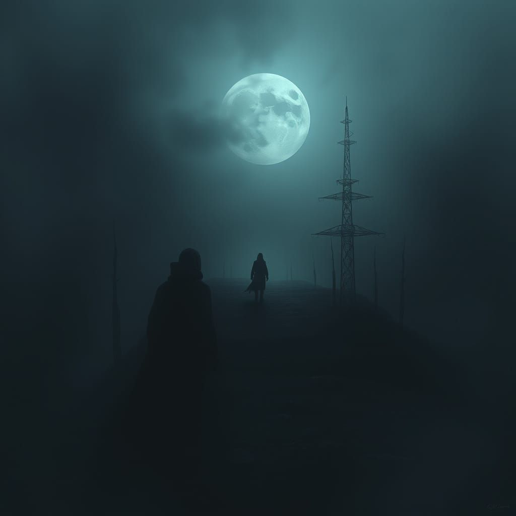 Lone Figure in Desolate Landscape, Dark Surrealism