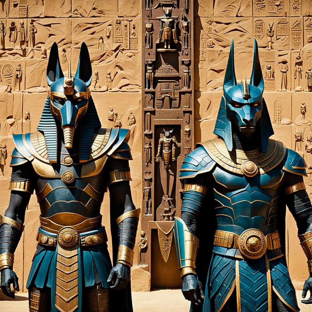 Egyptian Cyborg Anubis in Ancient Steampunk Armor
