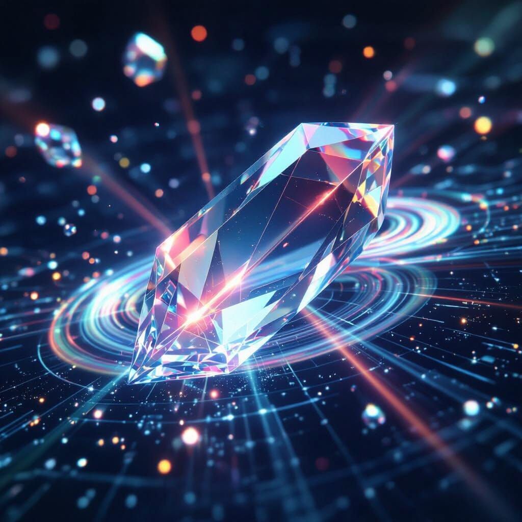Crystal Prism with Split Light Rays in Photorealistic Style