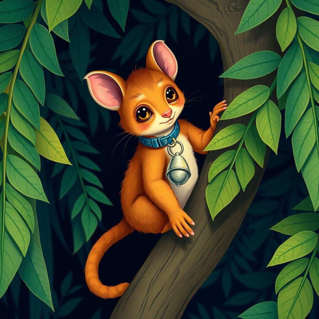 Kinkajou in Rainforest: Whimsical Illustration