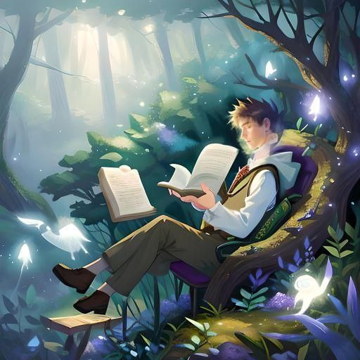 Ethereal Boy in Whimsical Forest Glade