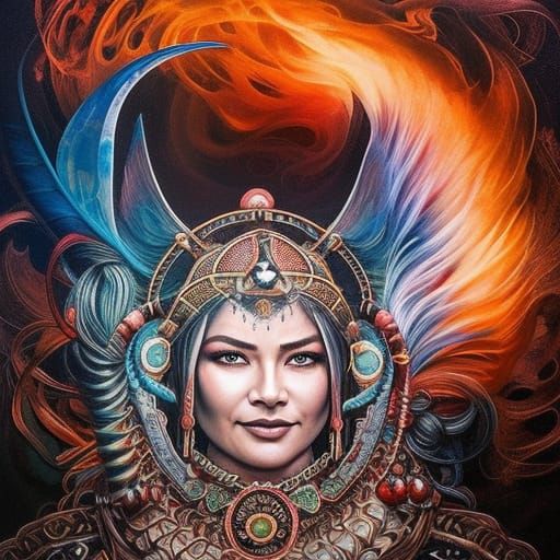 Elegant Viking Shamaness in a Gouache Masterpiece