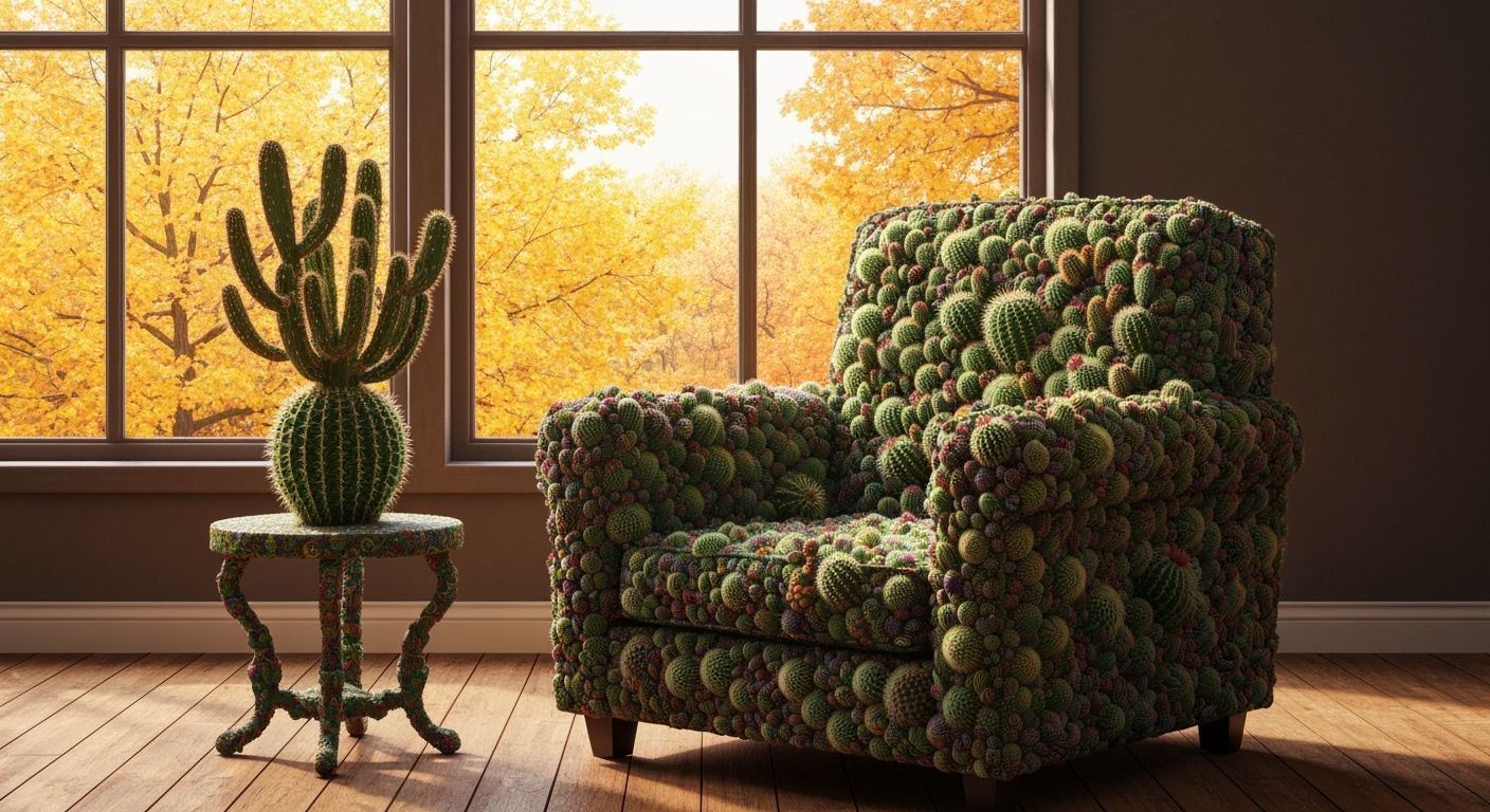 Realistic Cactus Armchair by Autumn Window