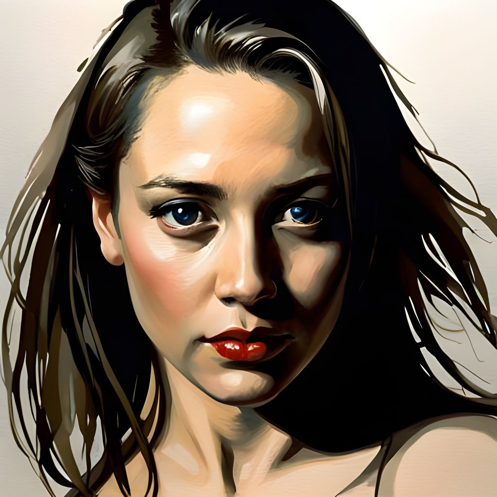 Elegant Woman in Watercolor Portrait