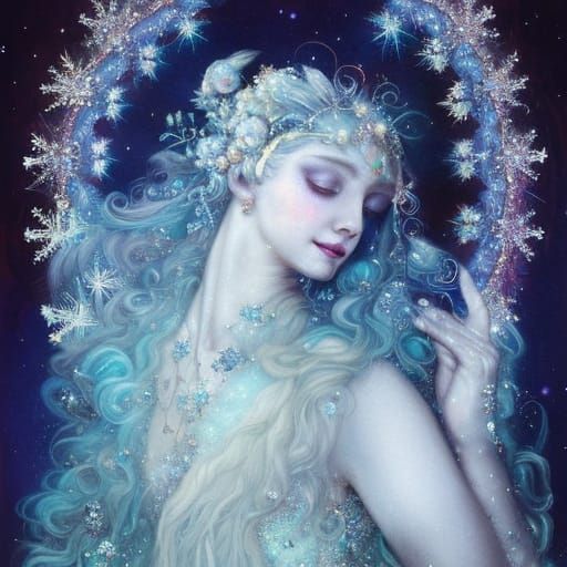 Ethereal Snow Princess in Glittering Light Blue Haar
