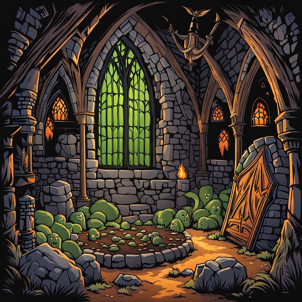 Medieval Dungeon Lair in a Haunting Graveyard Smash