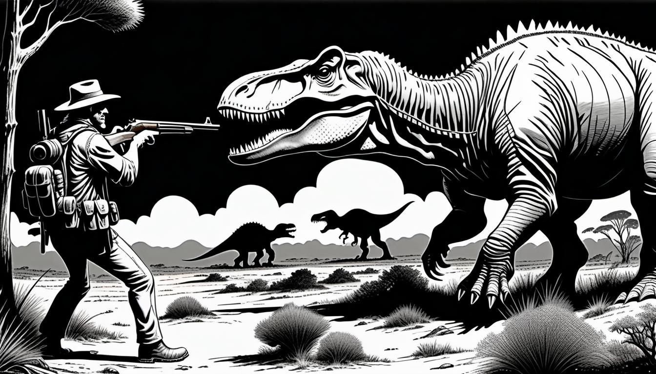 Hunter Takes Aim at Charging T-Rex in Mark Schultz-Style Com...