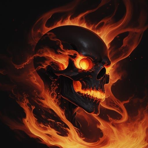 Fiery Skull in Swirling Void: A Surrealist Masterpiece