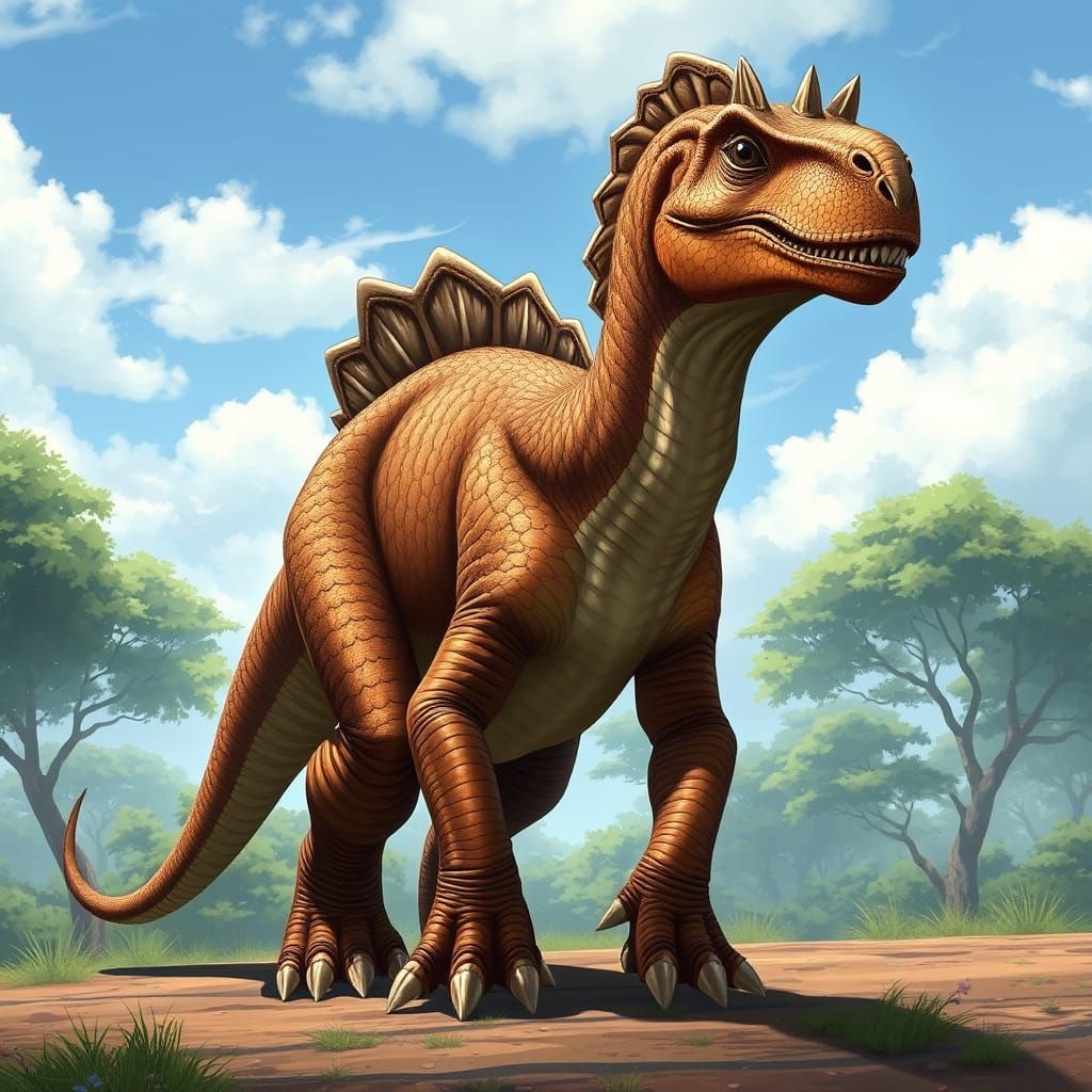 Agilisaurus in Fantasy Landscape Illustration