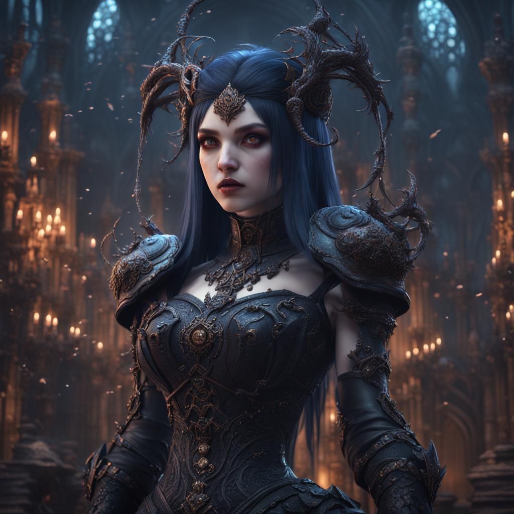 Ethereal Goth Goddess in Mystical Splendor