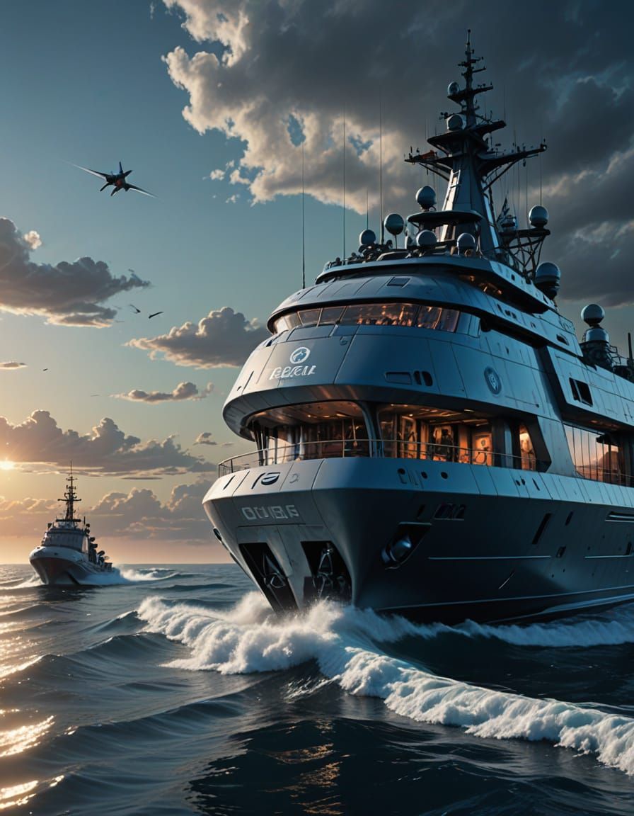 Epic Futuristic Oceanic Scene with Holographic Displays and ...