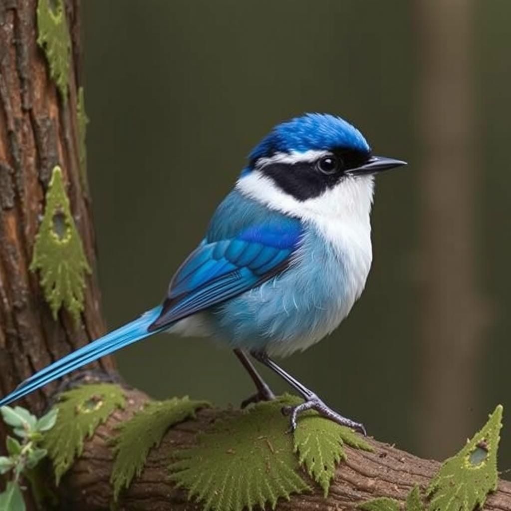 Vibrant Blue Fairy Wren Set Amidst Forest Depths