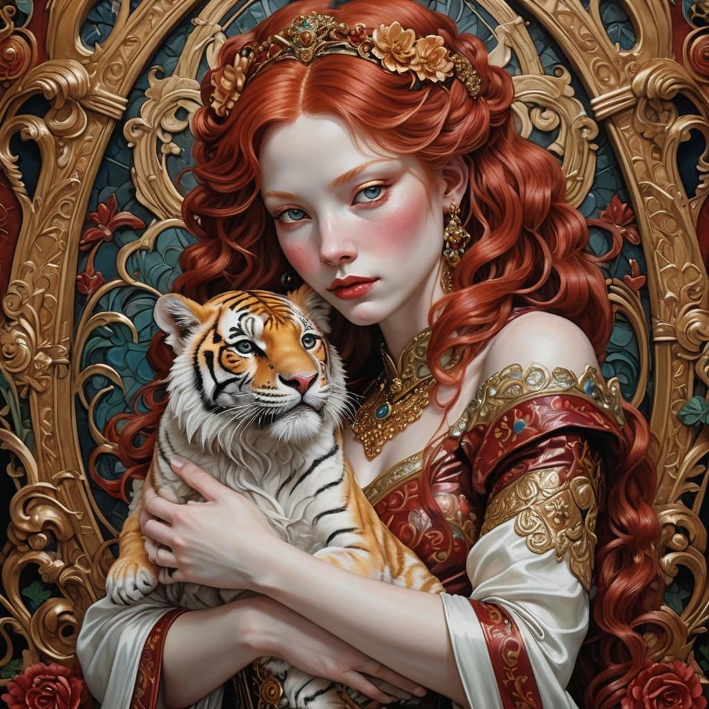 Red Tiger Princess in Baroque Opulence