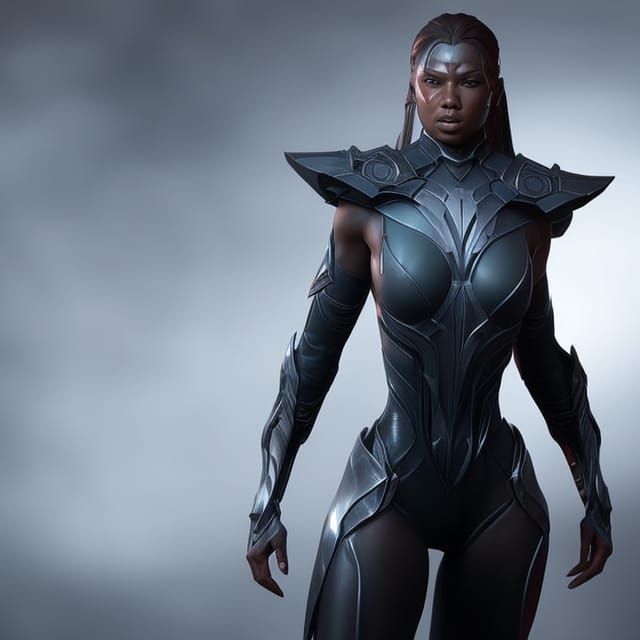 Glowing Cybernetic Female Klingon in Triadic Colors