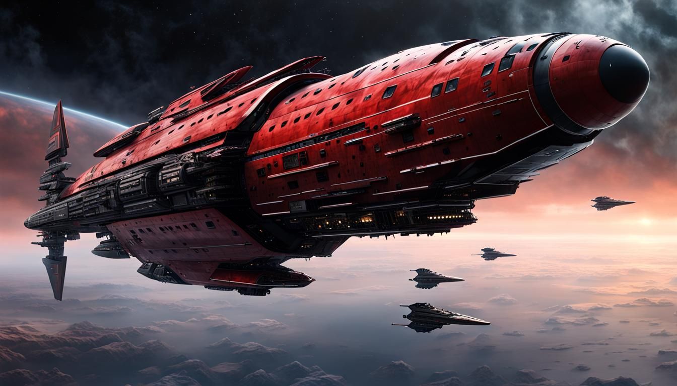 Stunning Obsidian Starship Cruiser in Cinematic Hyper Realis...