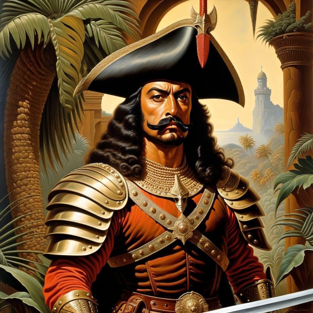 Conqueror in a Vibrant Oil Painting Style