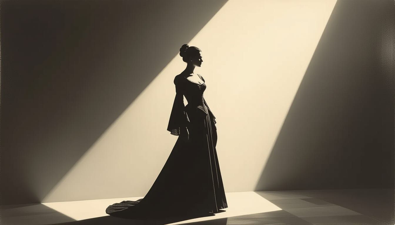 Dramatic Chiaroscuro Portrait of Woman in Elegant Attire
