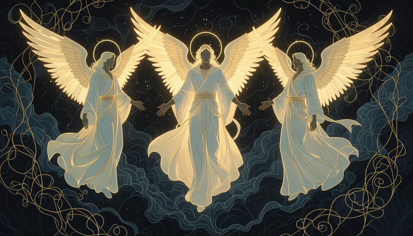 Neon Archangels in Art Nouveau Cosmos