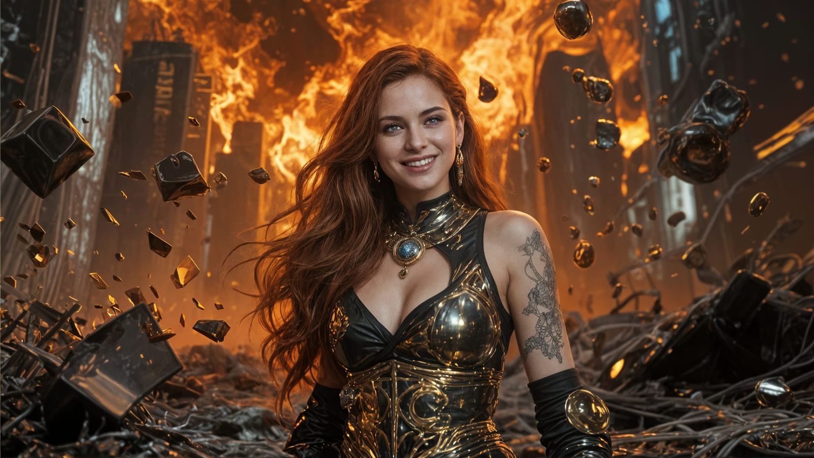 Molten Gold and Silver Abstract Macro Composition