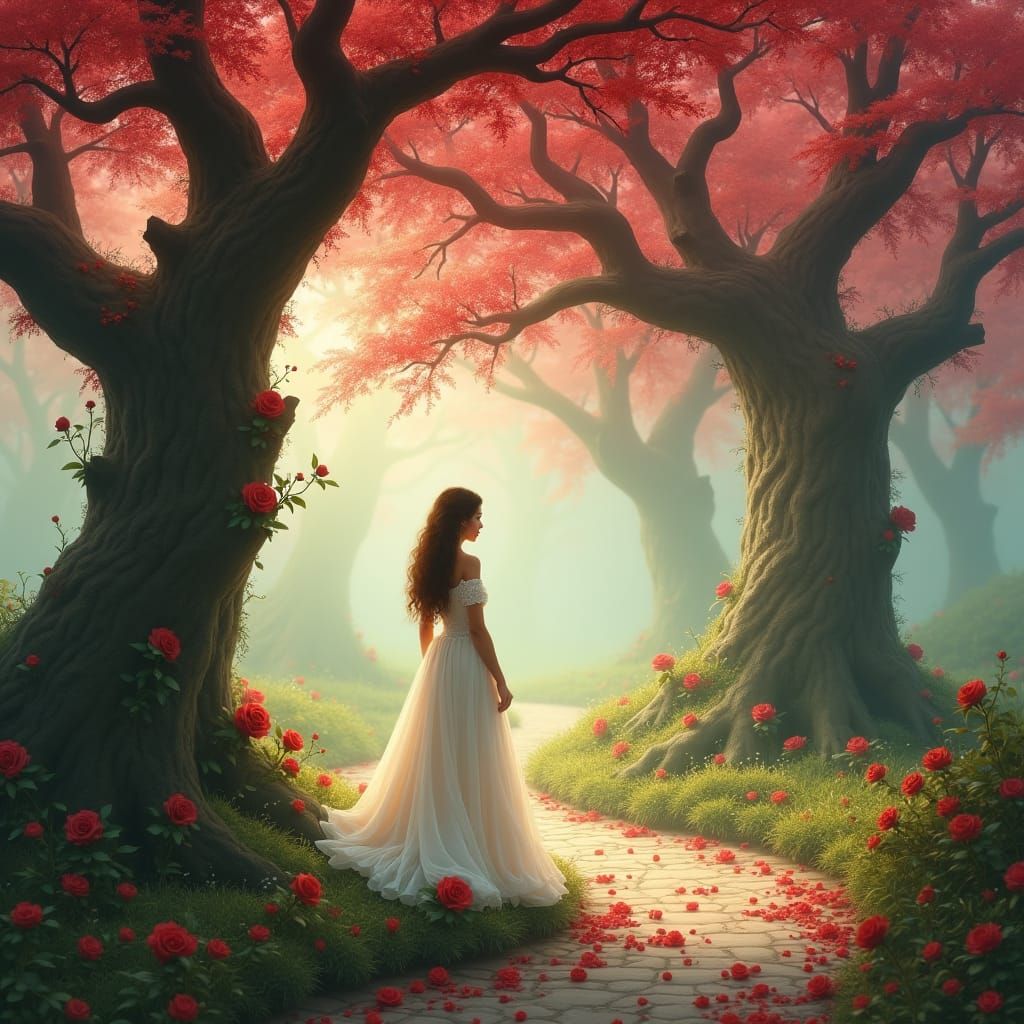 Ethereal Rose Path to Love, Fantasy Art