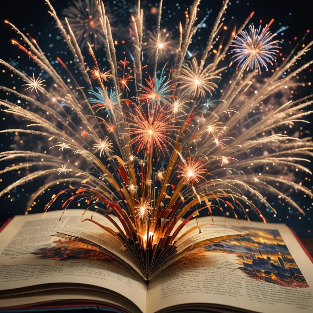 Vibrant Fireworks Illuminated Pop-Up Book