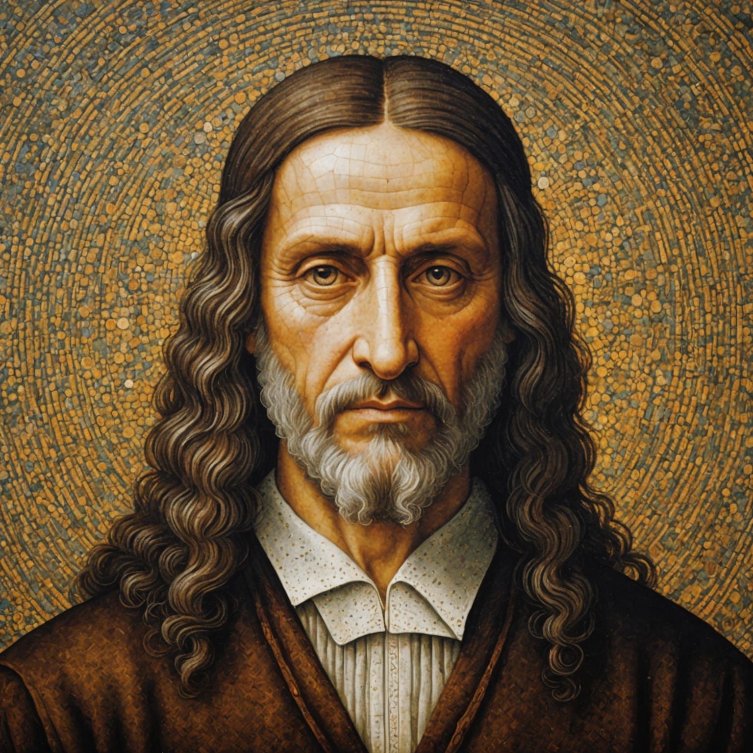 Leonardo da Vinci in Pointillist Masterpiece