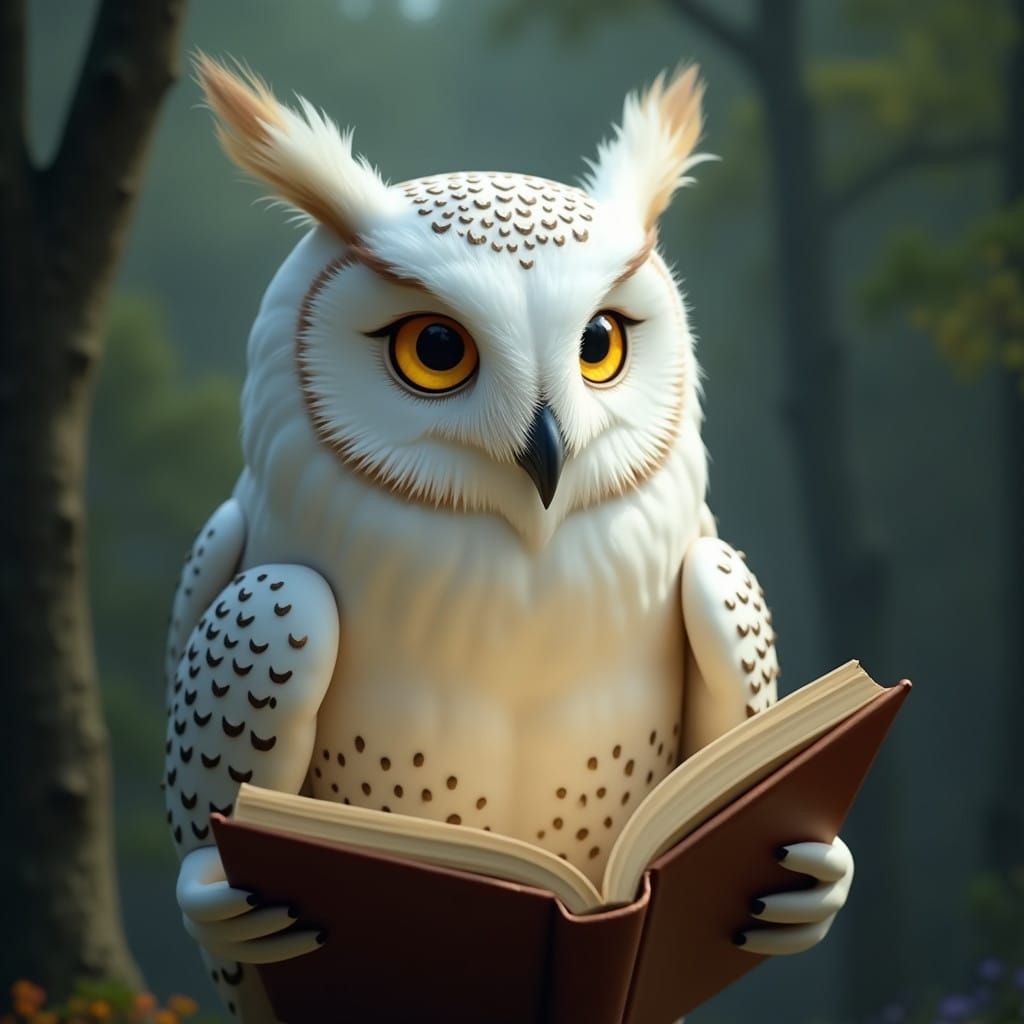 Majestic Owl Contemplates Whimsical Tales