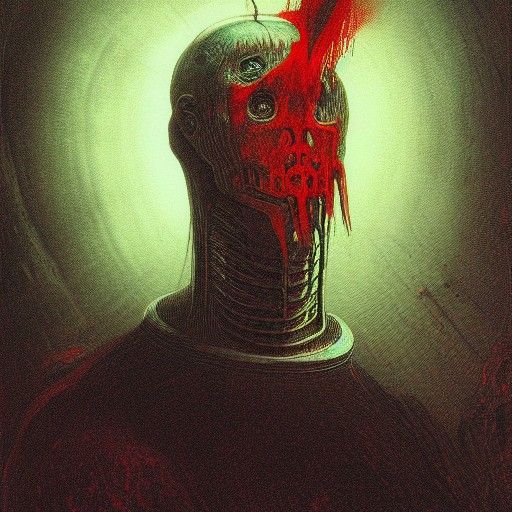 Giger-Inspired Horror Portrait of a Human with a Bat's Head