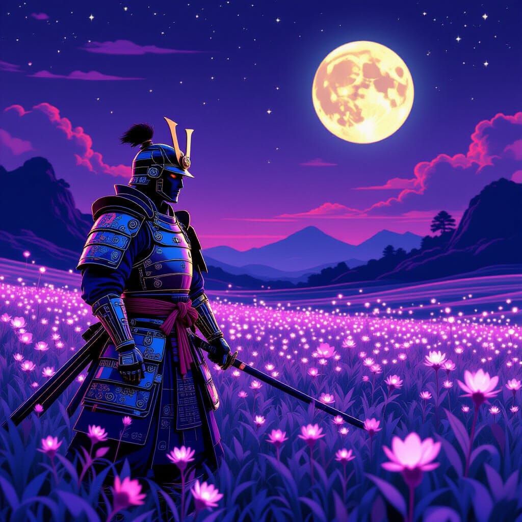 Samurai Warrior on Alien Planet in Retro-Futuristic Armor