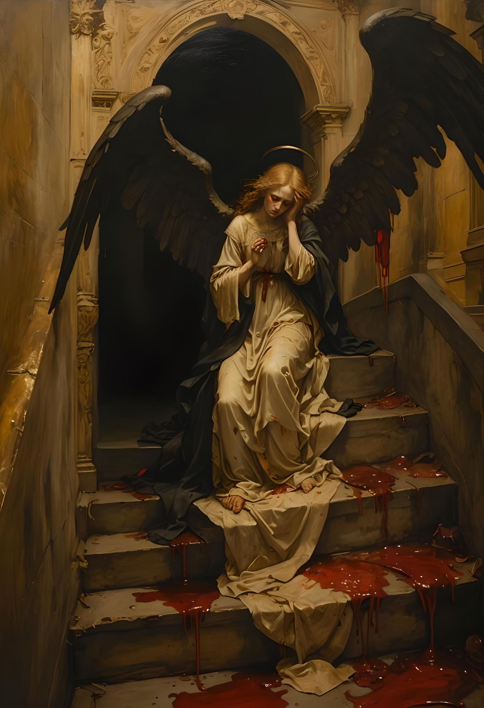 Grieving Angel in Baroque In Style