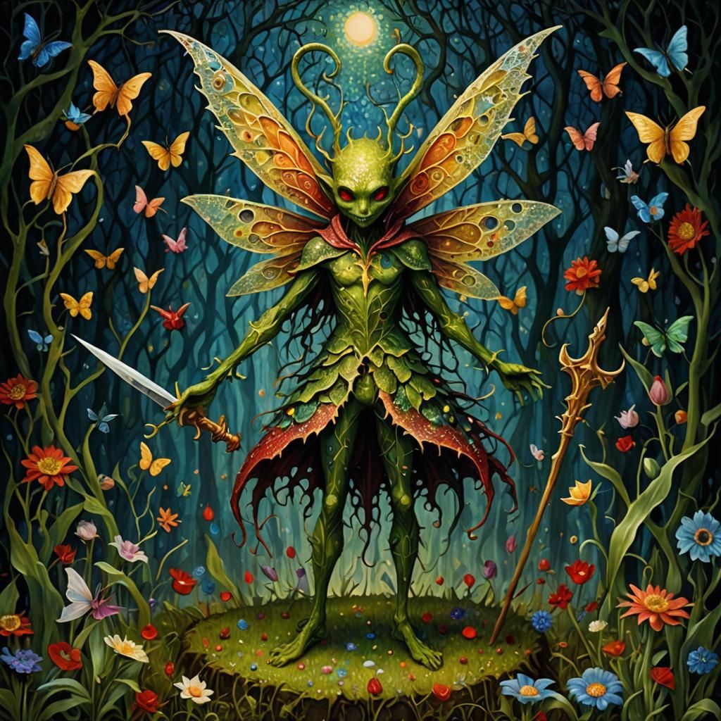Surreal Portrait of an Insectoid Being in Eerie, Maximalist....