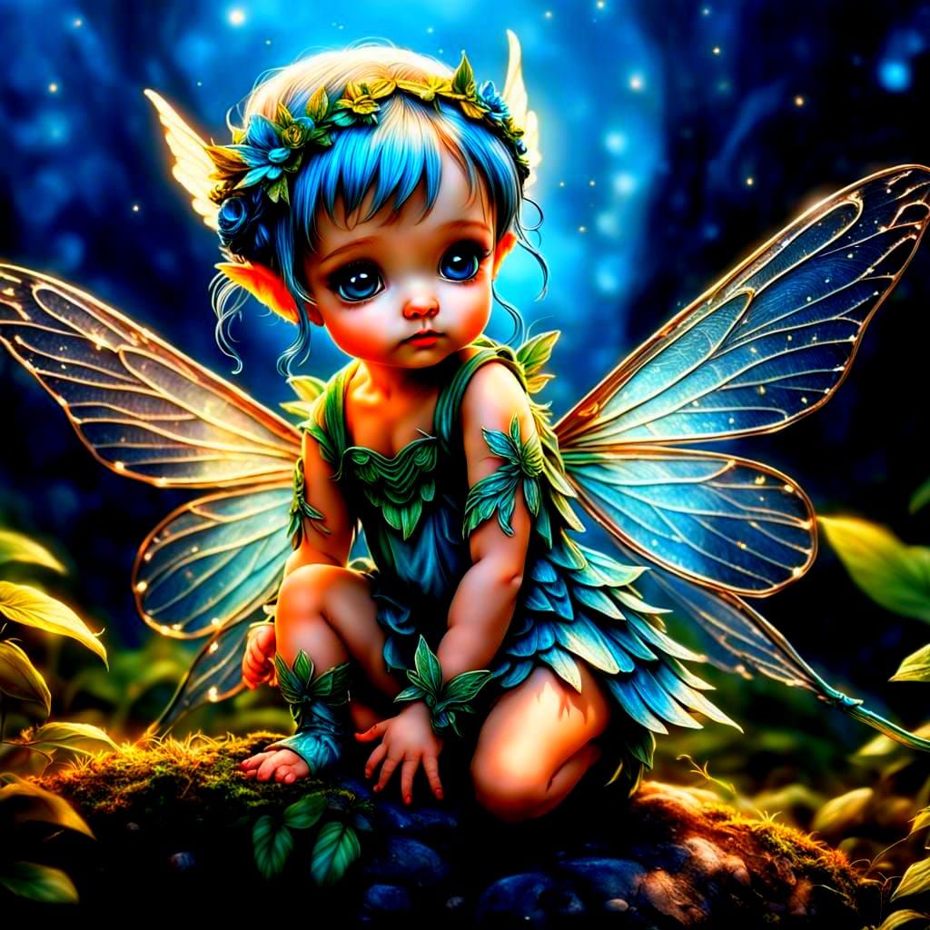 Adorable Baby Fairy with Beautiful Wings in HDR