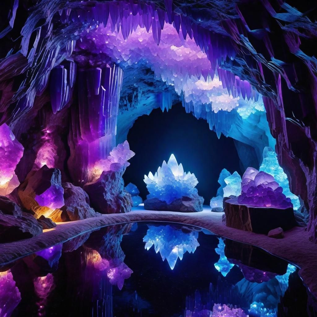 Translucent Amethyst Crystal Cavern with Ethereal Glow