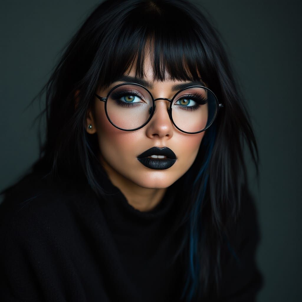 Goth Latin Woman Portrait in Hyper-Realistic Style